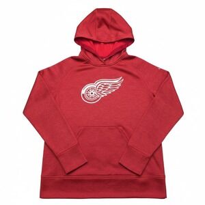 Detroit Red Wings Adidas Women's Hoodie‎ Large Red Climawarm NHL Pullover